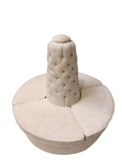 Hollywood Regency Round Banquet Settee Tufted Lobby Sofa in Bouclé, 1980s